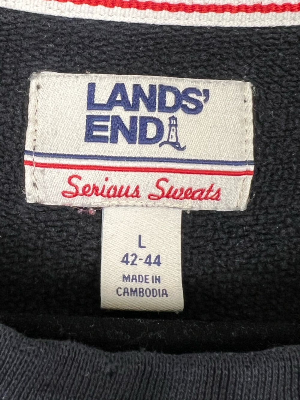 Vintage Lands' End Men's Navy‎ Crewneck Sweatshirt Size L - Picture 4 of 8